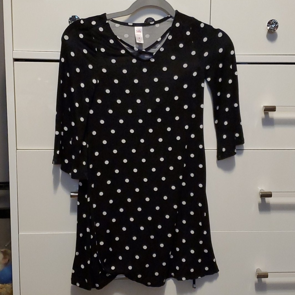 Black and white polka dotted dress